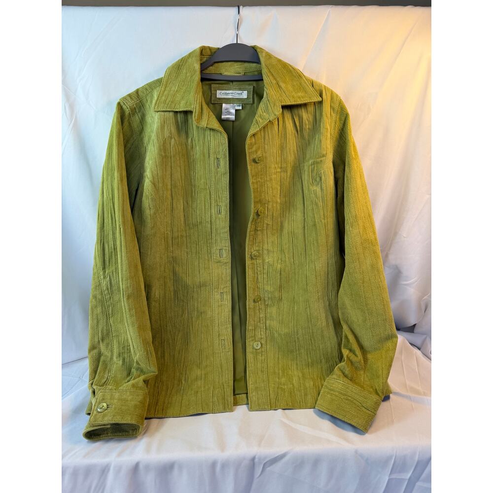 Coldwater Creek Genuine Leather Jacket Olive Moss 100% Leather Women's XS NWT